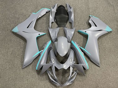Matte Nardo Grey & Teal Accents 11-24 GSXR 600-750 Motorcycle Fairing