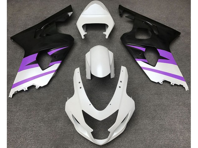 Matte White & Purple 04-05 GSXR 600-750 Motorcycle Fairing