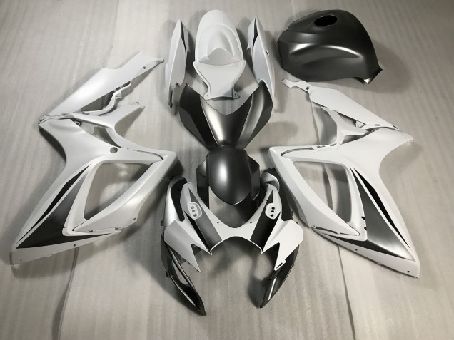 Matte White and Grey 06-07 GSXR 600-750 Motorcycle Fairing