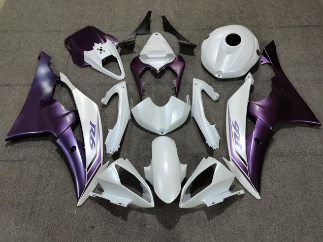 Matte White and Purple 08-16 R6 Motorcycle Fairing