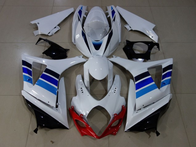 OEM Style Blue and White 07-08 GSXR 1000 Motorcycle Fairing