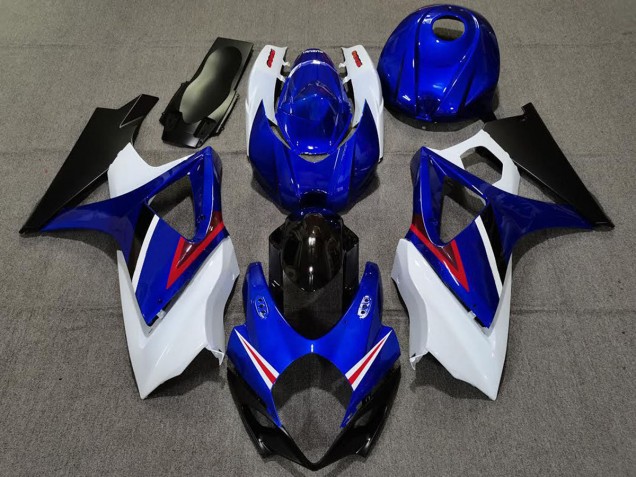 OEM Style Gloss Blue and White 07-08 GSXR 1000 Motorcycle Fairing