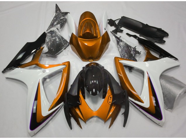 Orange & White Debadged 06-07 GSXR 600-750 Motorcycle Fairing Orange & White Debadged 06-07 GSXR 600-750 Motorcycle Fairing