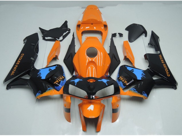 Orange and Black Splatter 05-06 CBR600RR Motorcycle Fairing Orange and Black Splatter 05-06 CBR600RR Motorcycle Fairing