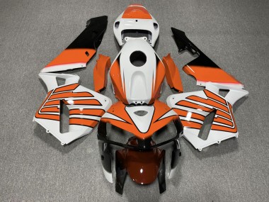 Orange and White Wings 05-06 CBR600RR Motorcycle Fairing