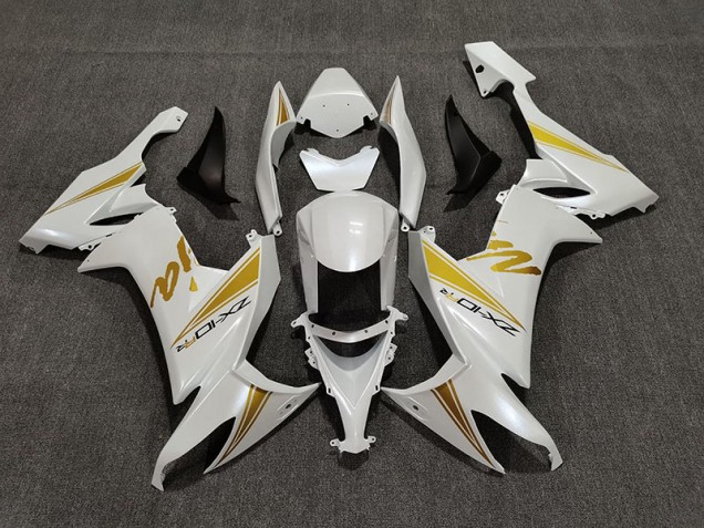 Pearl White & Gold 08-10 ZX10R Motorcycle Fairing Pearl White & Gold 08-10 ZX10R Motorcycle Fairing
