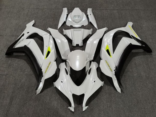 Pearl White & Yellow 16-19 ZX10R Motorcycle Fairing Pearl White & Yellow 16-19 ZX10R Motorcycle Fairing