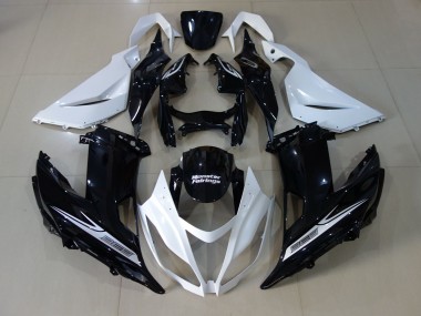 Pearl White and Black 13-18 ZX6R Motorcycle Fairing
