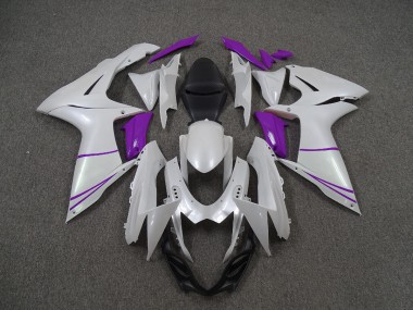 Pearl White and Purple 11-24 GSXR 600-750 Motorcycle Fairing