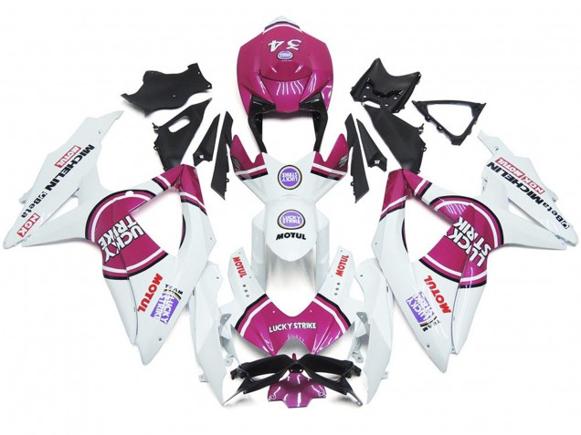 Pink 34 Lucky Strike 08-10 GSXR 600-750 Motorcycle Fairing Pink 34 Lucky Strike 08-10 GSXR 600-750 Motorcycle Fairing