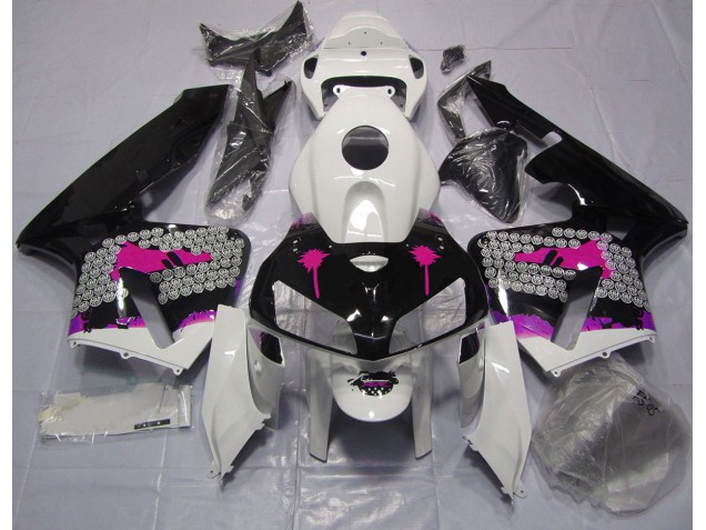 Pink Splatter on Gloss Black 05-06 CBR600RR Motorcycle Fairing