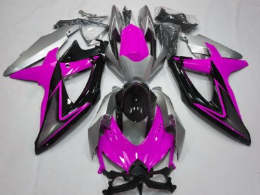 Pink and Silver 08-10 GSXR 600-750 Motorcycle Fairing