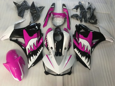 Pink and White Shark 15-18 R3 Motorcycle Fairing