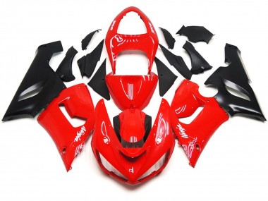 Plain Gloss Red White Decals 05-06 ZX6R Motorcycle Fairing
