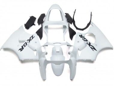 Plain Gloss White With Logo 00-02 ZX6R Motorcycle Fairing