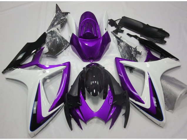 Purple & White Debadged 06-07 GSXR 600-750 Motorcycle Fairing Purple & White Debadged 06-07 GSXR 600-750 Motorcycle Fairing