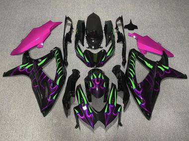 Purple and Green Flame 08-10 GSXR 600-750 Motorcycle Fairing