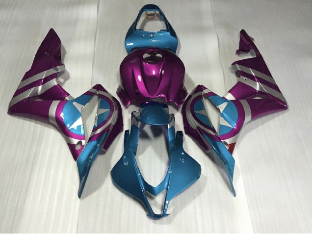 Purple and Light Blue Captain America 07-08 CBR600RR Motorcycle Fairing Purple and Light Blue Captain America 07-08 CBR600RR Motorcycle Fairing