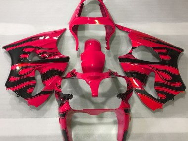 Red & Black Flame 00-02 ZX6R Motorcycle Fairing