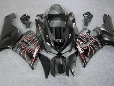 Red Black Flame 05-06 ZX6R Motorcycle Fairing