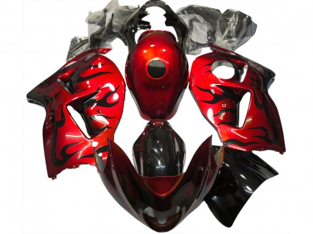 Red & Black Flame 97-07 GSXR 1300 Hayabusa Motorcycle Fairing