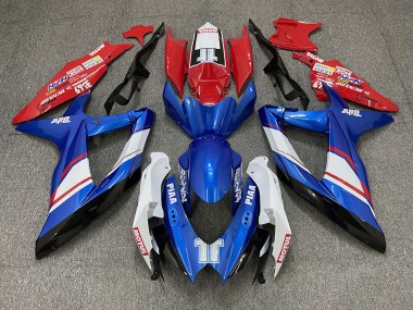 Red Blue and White Gloss Custom Style 08-10 GSXR 600-750 Motorcycle Fairing