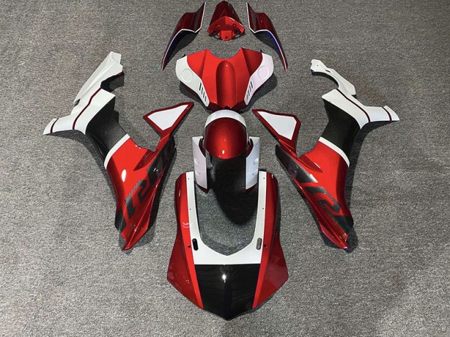Red & Carbon Fiber Accents 15-19 R1 Motorcycle Fairing Red & Carbon Fiber Accents 15-19 R1 Motorcycle Fairing