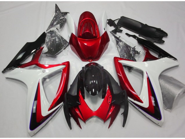 Red & White Debadged 06-07 GSXR 600-750 Motorcycle Fairing Red & White Debadged 06-07 GSXR 600-750 Motorcycle Fairing