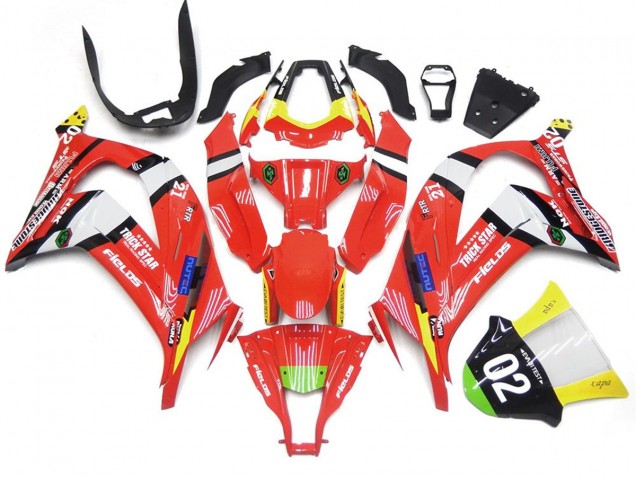Red and Black w White 16-19 ZX10R Motorcycle Fairing Red and Black w White 16-19 ZX10R Motorcycle Fairing
