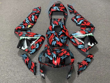 Red and Blue Camo 03-04 CBR600RR Motorcycle Fairing