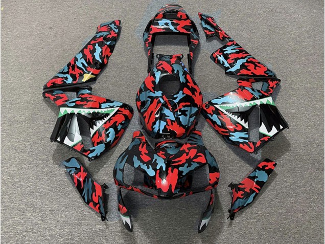 Red and Blue Camo 03-04 CBR600RR Motorcycle Fairing Red and Blue Camo 03-04 CBR600RR Motorcycle Fairing