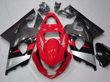 Red and Silver Gloss 04-05 GSXR 600-750 Motorcycle Fairing