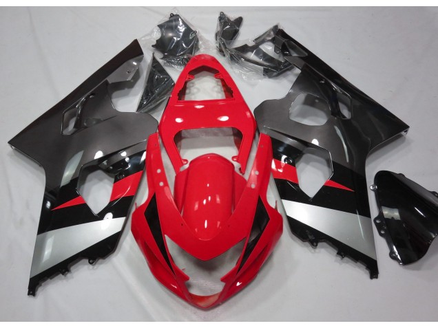 Red and Silver Gloss 04-05 GSXR 600-750 Motorcycle Fairing