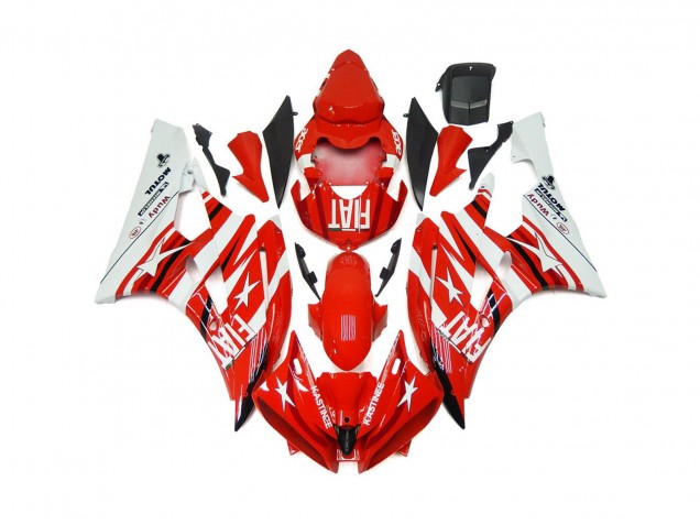 Red and White Star Fiat 06-07 R6 Motorcycle Fairing Red and White Star Fiat 06-07 R6 Motorcycle Fairing