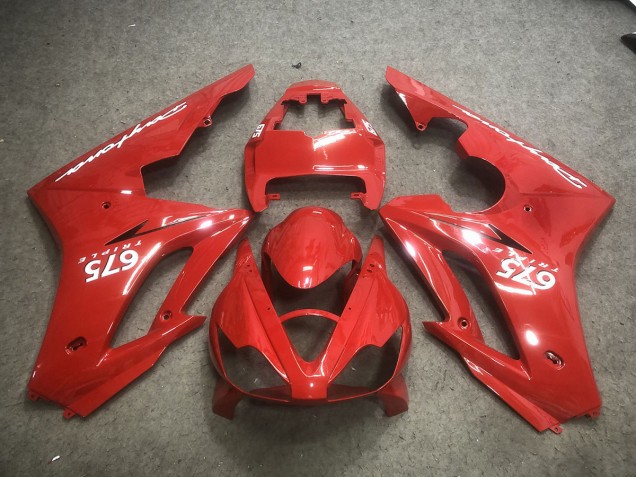 Red with White Decals 06-08 Daytona 675 Motorcycle Fairing Red with White Decals 06-08 Daytona 675 Motorcycle Fairing
