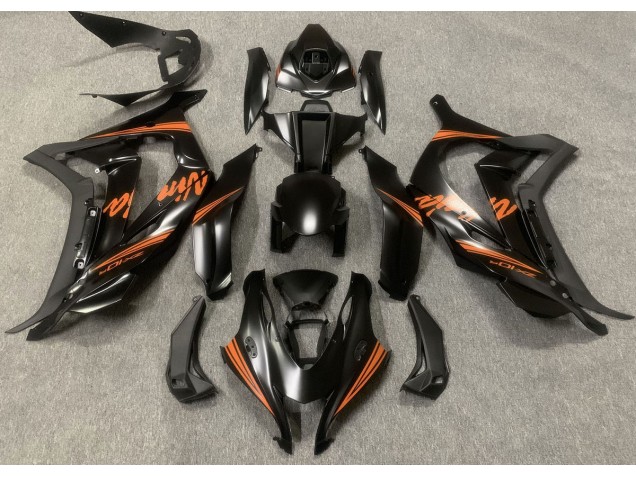 Satin Black & Orange 16-19 ZX10R Motorcycle Fairing Satin Black & Orange 16-19 ZX10R Motorcycle Fairing