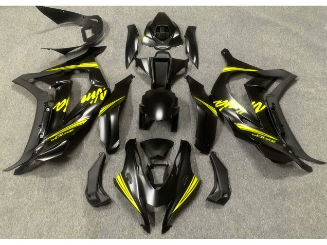 Satin Black & Yellow 16-19 ZX10R Motorcycle Fairing Satin Black & Yellow 16-19 ZX10R Motorcycle Fairing