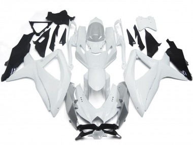 Shining Gloss White With Silver 08-10 GSXR 600-750 Motorcycle Fairing