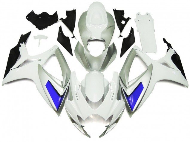 Silver White and Blue Gloss Style 06-07 GSXR 600-750 Motorcycle Fairing Silver White and Blue Gloss Style 06-07 GSXR 600-750 Motorcycle Fairing