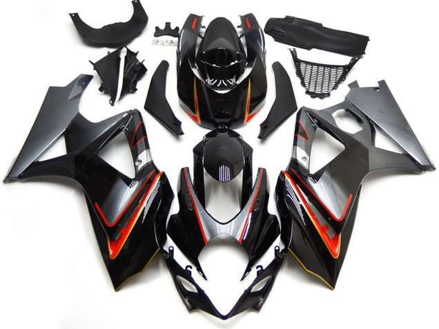 Silver and Black with Red 07-08 GSXR 1000 Motorcycle Fairing Silver and Black with Red 07-08 GSXR 1000 Motorcycle Fairing