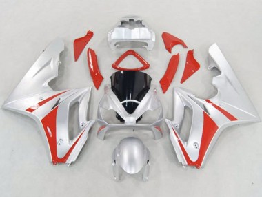 Silver and Red 06-08 Daytona 675 Motorcycle Fairing