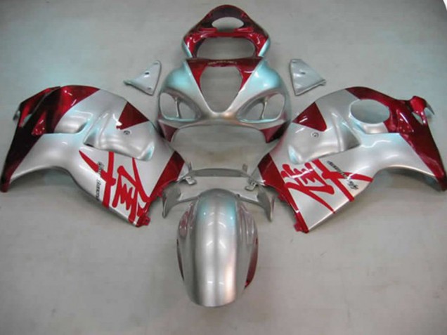 Silver and Red 97-07 GSXR 1300 Hayabusa Motorcycle Fairing