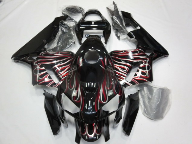 Silver and Red Flame 05-06 CBR600RR Motorcycle Fairing
