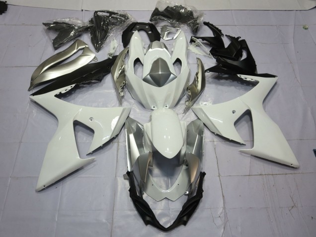Silver and White 09-16 GSXR 1000 Motorcycle Fairing Silver and White 09-16 GSXR 1000 Motorcycle Fairing