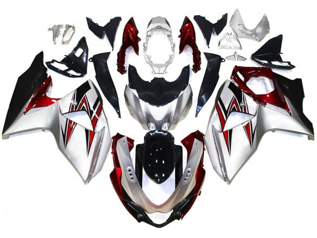 Silver with Red Hints 09-16 GSXR 1000 Motorcycle Fairing Silver with Red Hints 09-16 GSXR 1000 Motorcycle Fairing