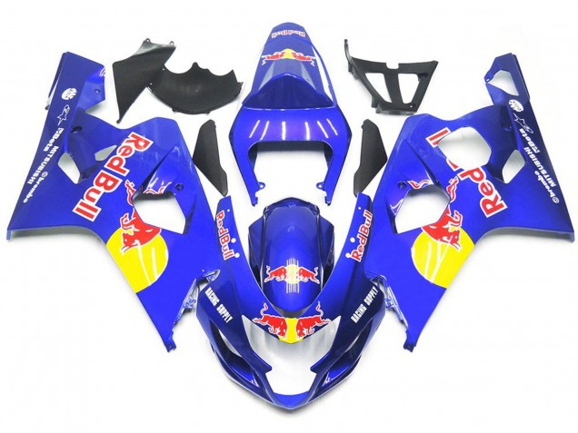 Vibrant Blue Red Bull Style 04-05 GSXR 600-750 Motorcycle Fairing