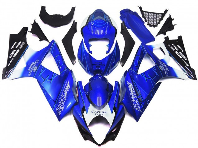 Vibrant Blue with White Corona 07-08 GSXR 1000 Motorcycle Fairing