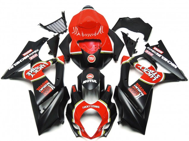 Vibrant Matte Black Custom Lucky Strike 07-08 GSXR 1000 Motorcycle Fairing