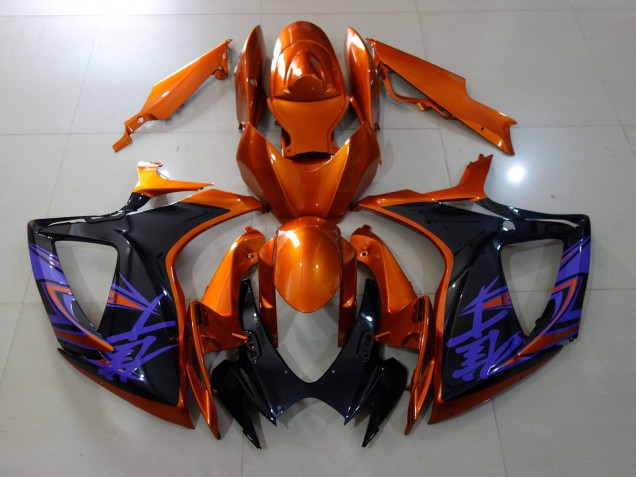 Vibrant Orange & Gloss Black 06-07 GSXR 600-750 Motorcycle Fairing
