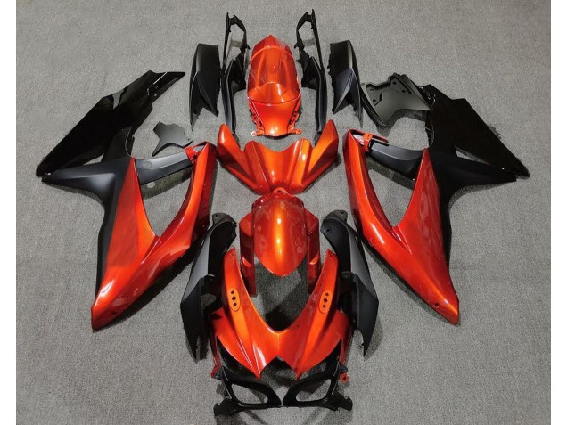 Vibrant Orange in Black 08-10 GSXR 600-750 Motorcycle Fairing